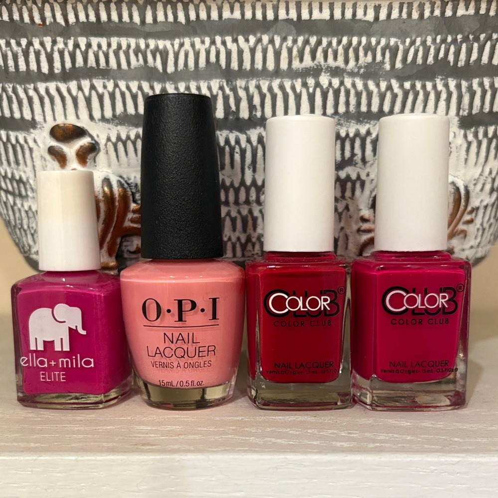 OPI and Color Club Nail Lacquer Set - Pink and Red Shades Full Bottles